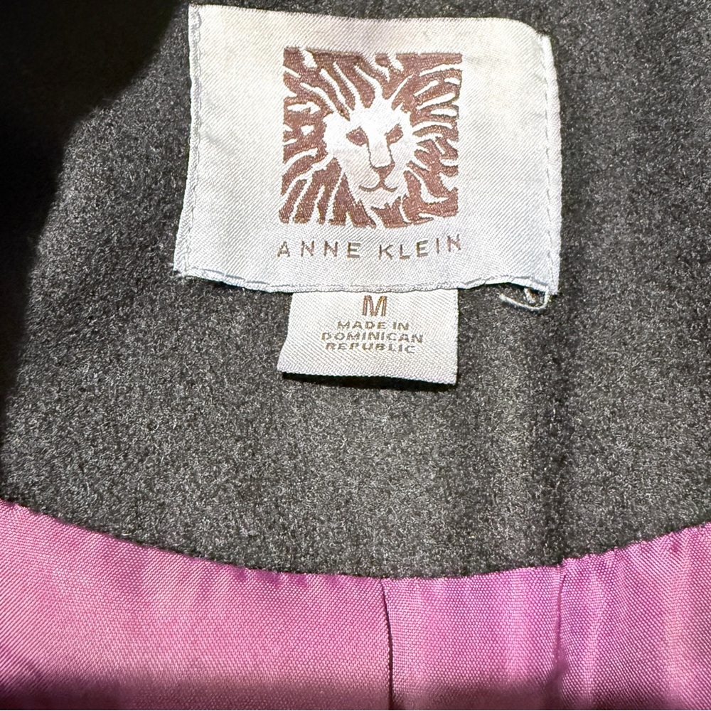 Anne Klein Wool Blend Pea Coat Black Double Breasted Medium - Picture 2 of 10